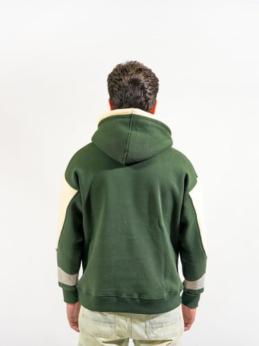 هودي مميز بألوان متعددة مع قصة الاصبع - اخضر غامق