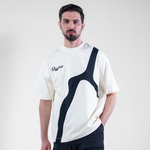 تيشيرت اوفر سايز خامه طبيه بطبعة خلفيه كبيرة - بيج