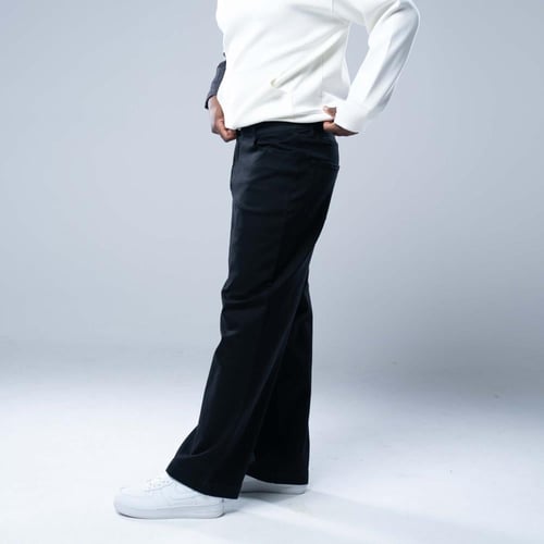 بنطلون جينز أوفرسايز بقصة ساق مستقيمة وخصر مرن لرا...