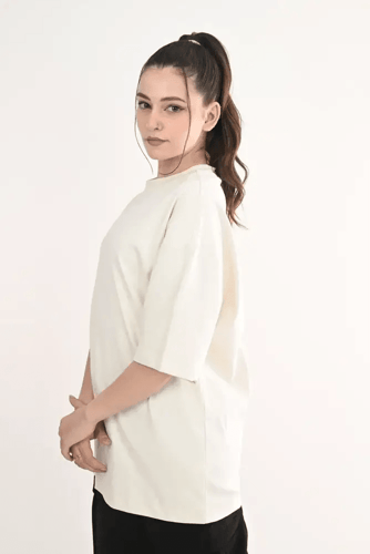 تيشيرت أوفر سايز ساده أنيق وعصري - سكري