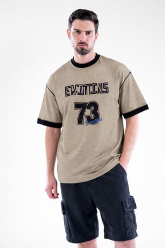 تيشيرت اوفر سايز بطبعه امامية وخلفية وطابع رياضى -...