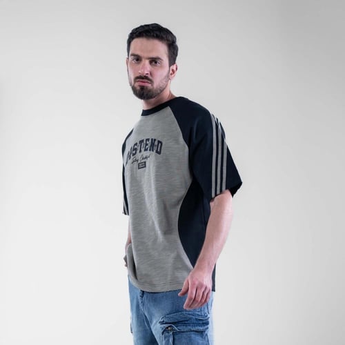 تيشيرت اوفر سايز بكتابه امامية DISTEND رياضى - زيت...