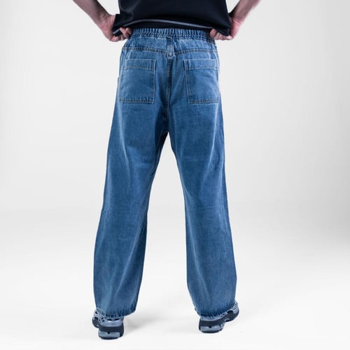 بنطلون جينز كارجو مريح وعملي - ازرق