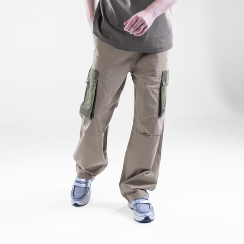 بنطلون باراشوت كارجو متعدد الألوان - بني