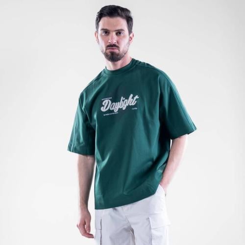 تيشيرت اوفرسايز قطن بطبعة امامية Daylight - اخضر