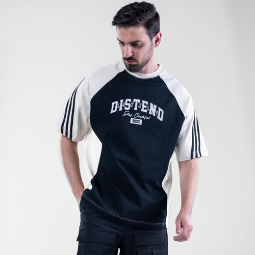 تيشيرت اوفر سايز بكتابه امامية DISTEND رياضى - اسو...