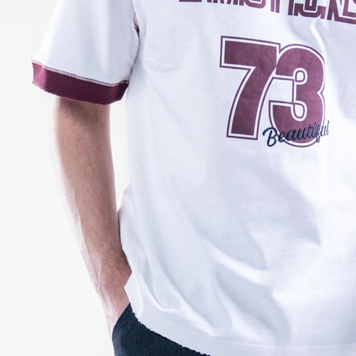 تيشيرت اوفر سايز بطبعه امامية وخلفية وطابع رياضى -...