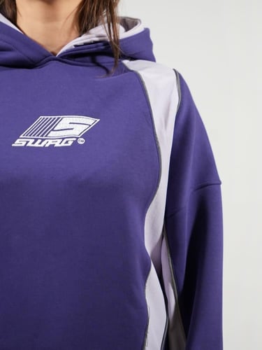 هودي دبل كاب بالوان جانبيه مميزه - بنفسجي