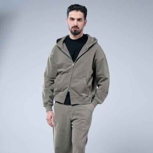 هودي أوفرسايز بسحاب كامل وغطاء رأس وجيب كانغارو وس...