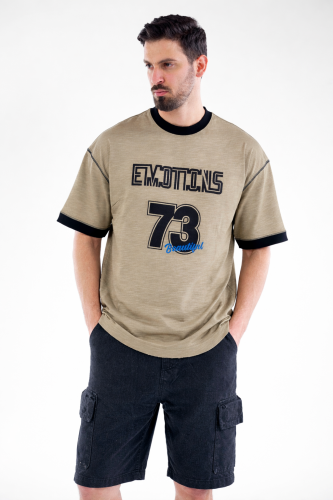 تيشيرت اوفر سايز بطبعه امامية وخلفية وطابع رياضى -...