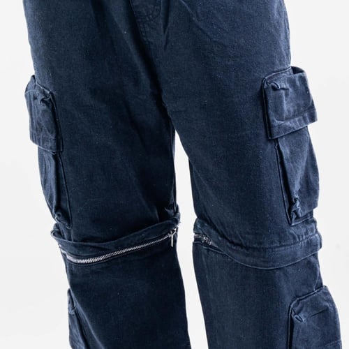 بنطلون جينز كارجو اوفر سايز بخصر مطاطي قابل للبس ك...
