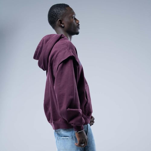 هودي أوفرسايز بقصة دروب شولدر وطباعة أمامية وجيب ك...