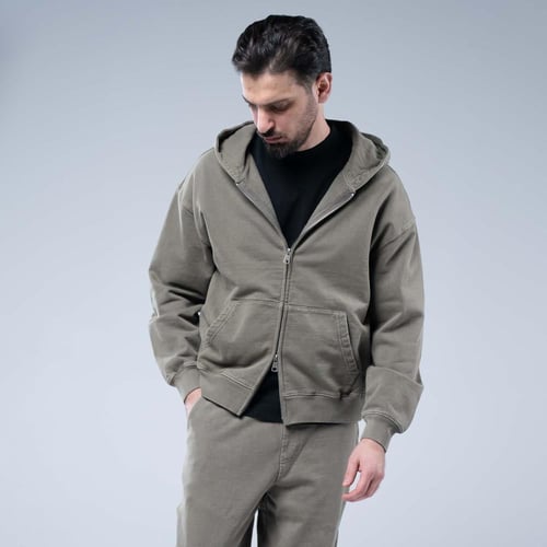 هودي أوفرسايز بسحاب كامل وغطاء رأس وجيب كانغارو وس...