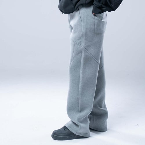 بنطلون قطن واسع أوفرسايز بخصر مطاطي وجيوب أمامية ك...