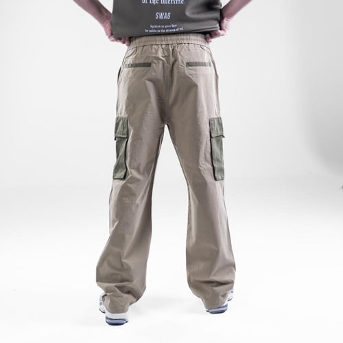 بنطلون باراشوت كارجو متعدد الألوان - بني