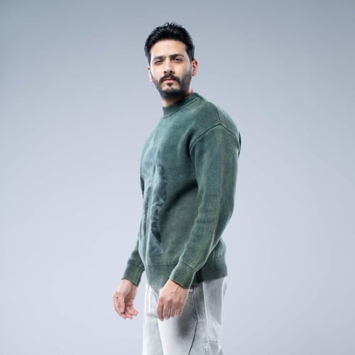 سويتر اوفرسايز بطباعة ظل كبيرة مميزة - زيتى