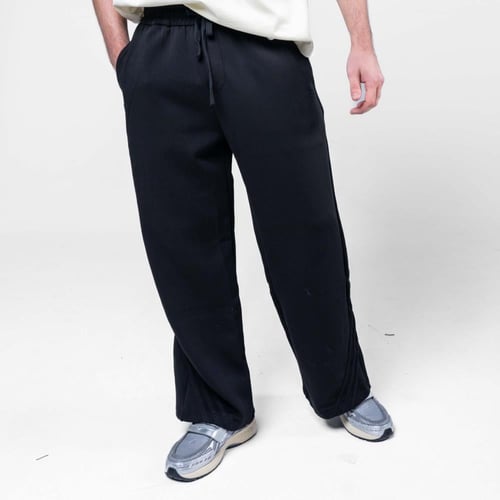 بنطلون كاجوال بخصر مطاطى وجيوب جانبيه - أسود