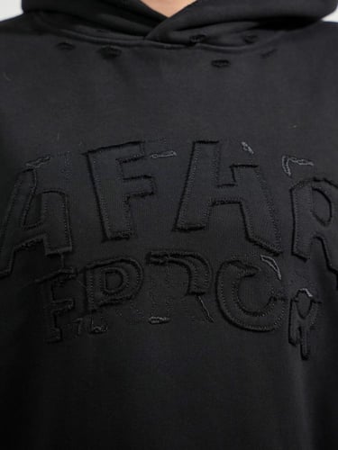 هودي بتطريز مميز أمامي وخلفي - اسود