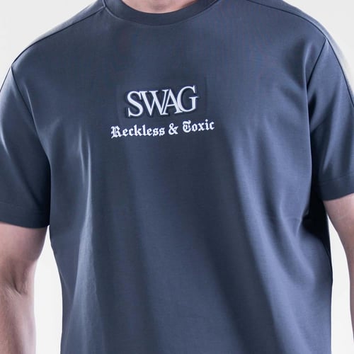 تيشيرت قصه عاديه بطبعه سواج - رمادي