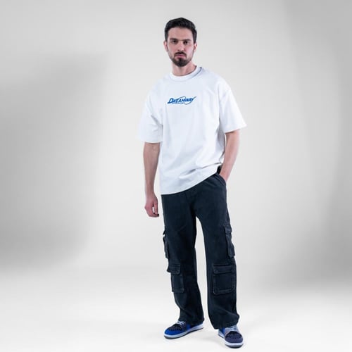 تيشيرت اوفرسايز خامه طبية بطبعة خلفية كبيرة - ابيض