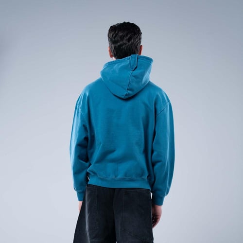 هودي بكاب بتصميم جيب فريد أوفرسايز-أزرق بترولي