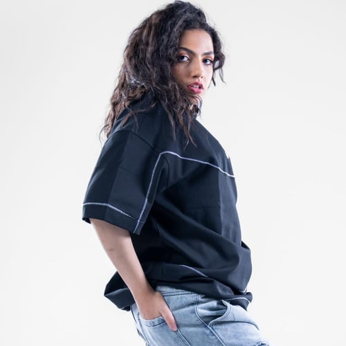 تيشيرت قطن مريح متعدد الألوان بطباعة SWAG وخياطة ب...