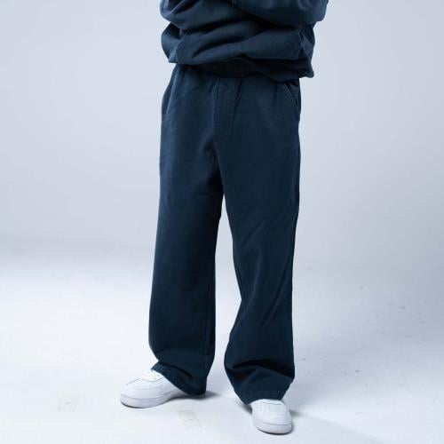 بنطلون واسع أوفرسايز بخصر مطاطي وقصة مستقيمة - كحل...