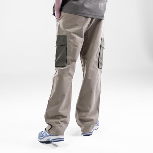 بنطلون باراشوت كارجو متعدد الألوان - بني