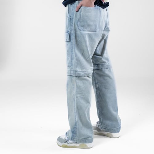 بنطلون جينز كارجو اوفر سايز بخصر مطاطي شبابي - أزر...