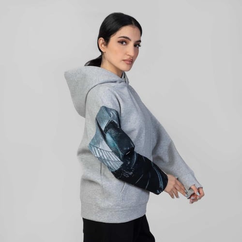 هودي سادة اوفر سايز انمي تطريز الكريم الايمن انمي...