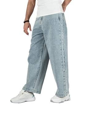 بنطلون جينز أوفرسايز بقصة مستقيمة وخياطة جانبية –...