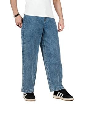 بنطلون جينز أوفرسايز بقصة مستقيمة وخياطة جانبية –...