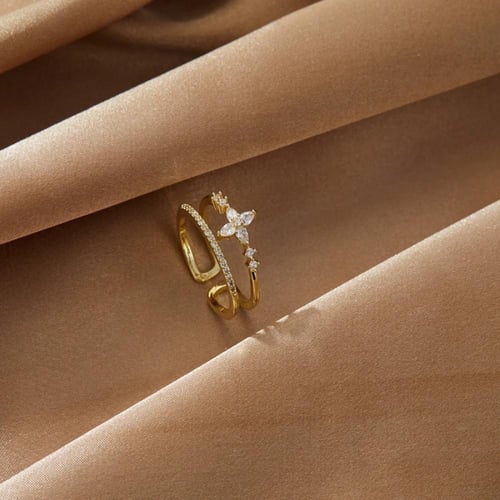 خاتم مزدوج متقاطع بزركون