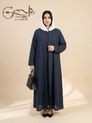 عباية قماش لينن كحلي