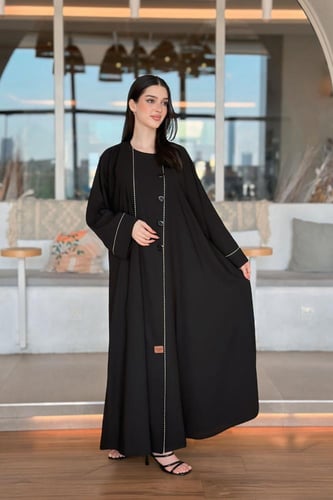 عباية كريب اسود مقفلة