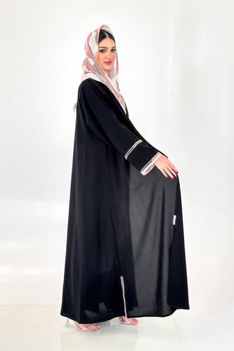 عباية كريب أسود | طرحة بوال زهري
