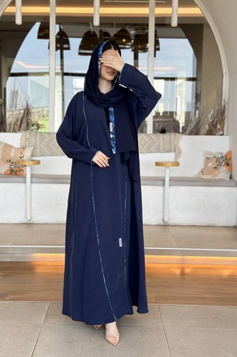 عباية كريب مغسول كحلي | قطن