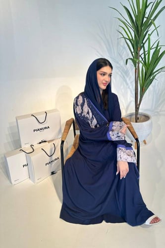 عباية قطن رايون كحلي | قطن هندي طباعة