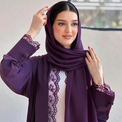 عباية كريب | دانتيل بنفسجي