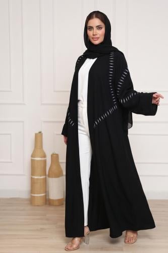 عباية كريب كوري تطريز يدوي ابيض