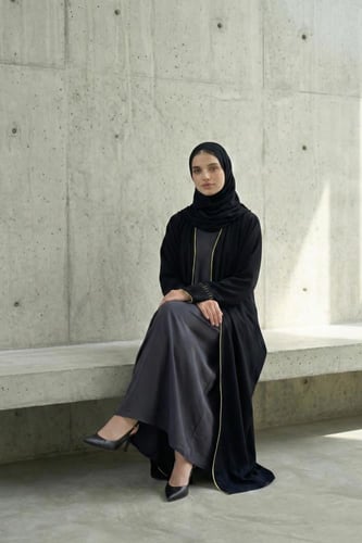 عباية كريب كوري| لمسة تطريز (Butter Yellow)،