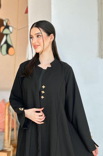 عباية بليزر اسود | ازارير ذهبي