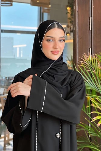 عباية كريب اسود مقفلة