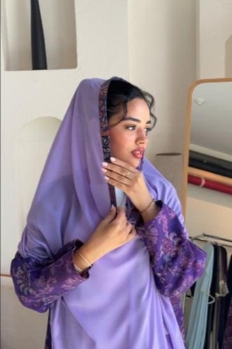 عباية لينن هندي موف مشجر | دبل فيس