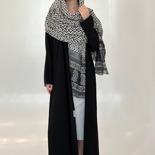 عباية كريب أسود | طرحة بوال هندي