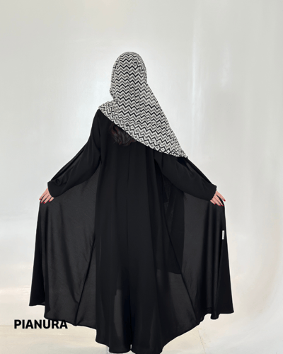 عباية كريب أسود | طرحة بوال هندي