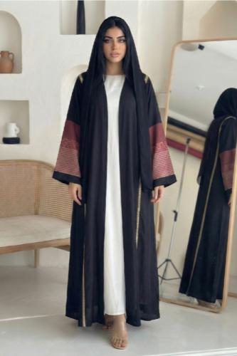 عباية كريب مغسولاسود | أكمام واسعة