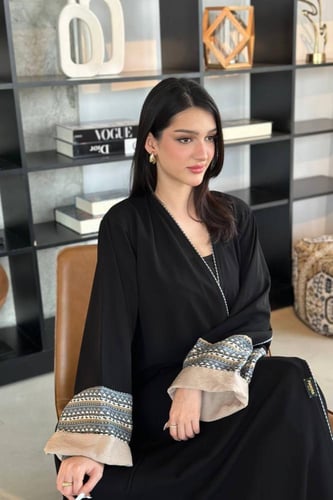 عباية كريب اسود | قطن هندي