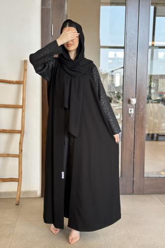 عباية كريب اسود | جاكار