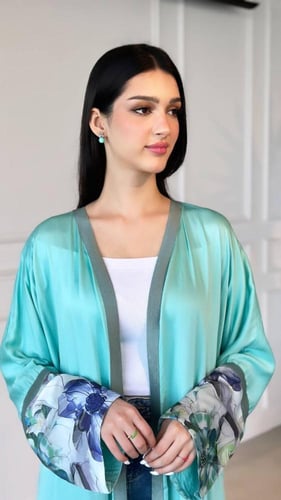 عباية قطن رايون | أكمام حرير